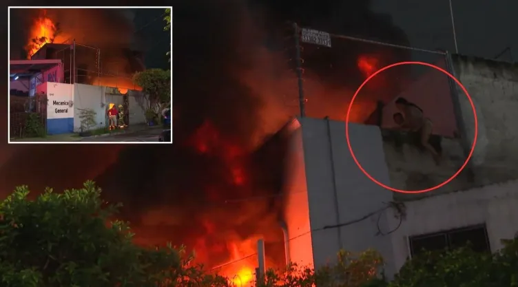 Matrimonio queda atrapado entre el fuego tras explosión de taller en Guadalajara (VIDEO)