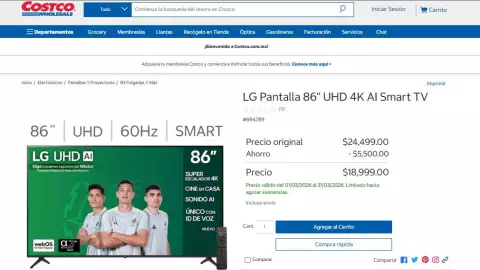 LG Pantalla 86" UHD 4K AI Smart TV