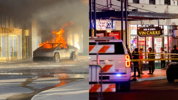 El FBI investiga la explosión en las vegas y el ataque en Nueva Orleans.