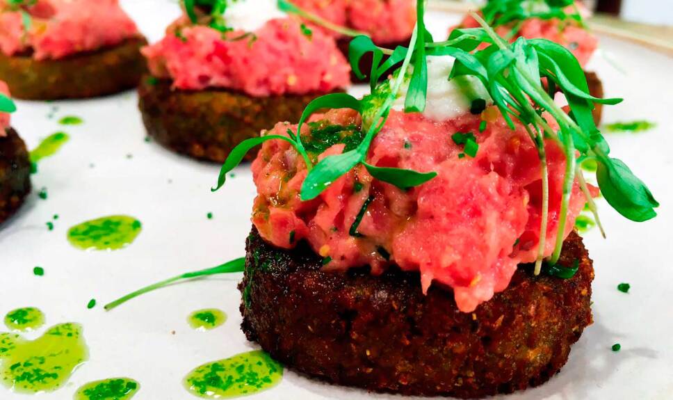 Receta Tortitas de garbanzo con carne tártara