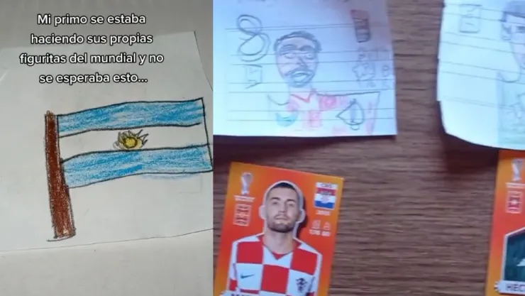 Niño dibuja estam pas del Álbum Panini