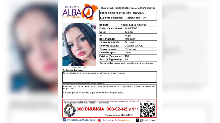 ¡No se sabe nada de ella! Buscan a Noelia López Chávez, desaparecida en Guanajuato.png