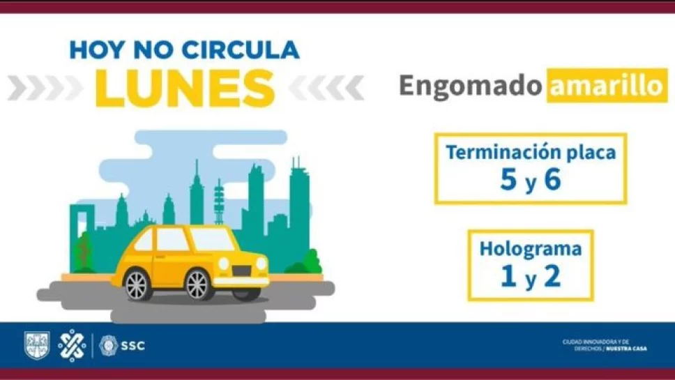 Este lunes los autos con engomado amarillo no podrán transitar en el programa Hoy No Circula en CDMX