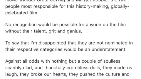 Declaración de Ryan Gosling sobre los premios Oscar 2024