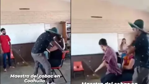 Maestra perrea con alumnos en Coahuila.