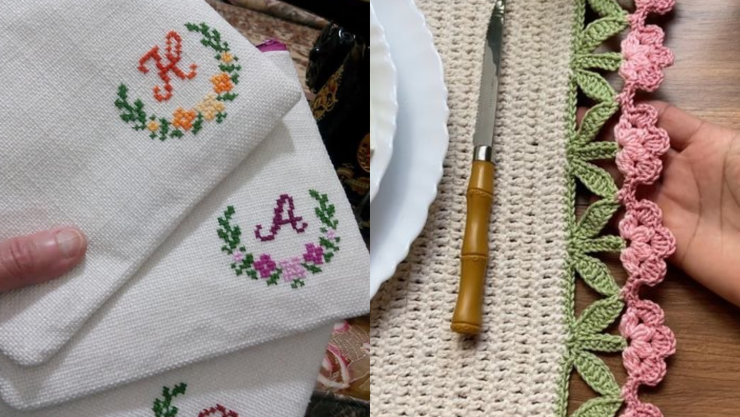 5 ideas para toallas y servilletas con crochet y bordado en punto de cruz