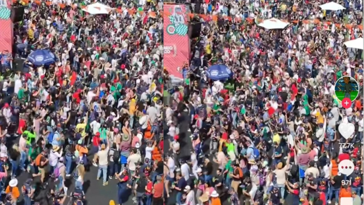 Mexicanos bailan Payaso de Rodeo en circuito de la Fórmula 1 gp mexico
