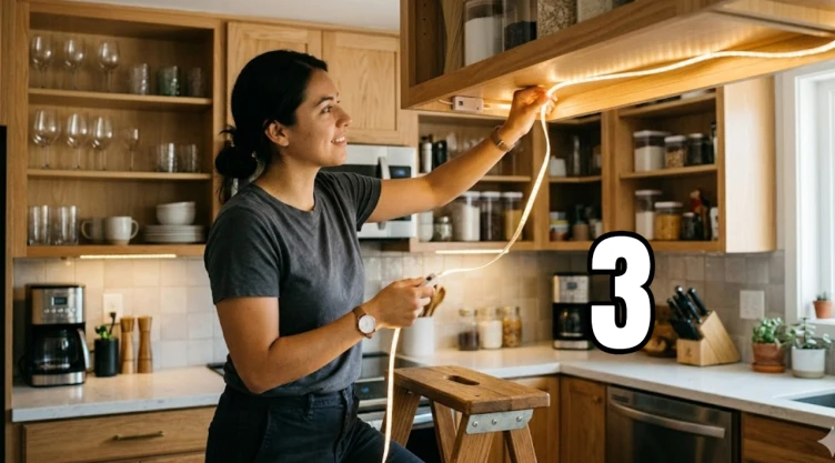 3 ideas para poner luces LED en la alacena de la cocina sin instalar cableado: se verá moderno