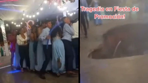 Video Jóvenes caen en un socavón, cuando celebraban su graduación