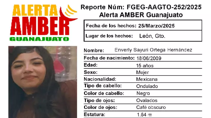 buscan a Enverly Sayuri Ortega Hernández ¿La has visto?