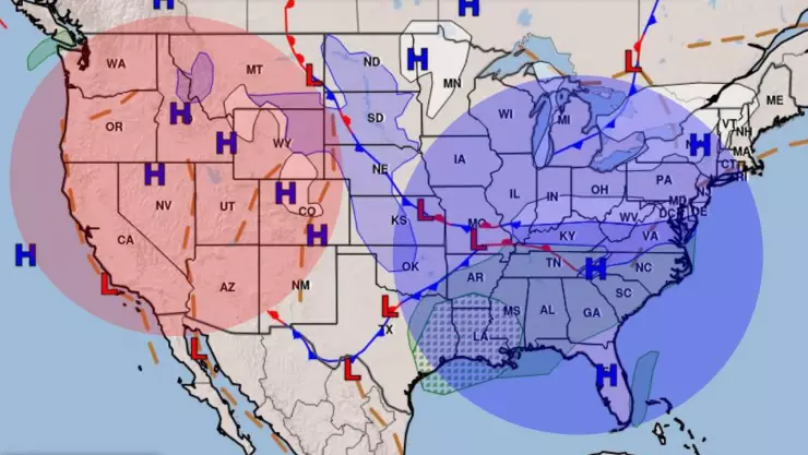 Estados Unidos divido por clima