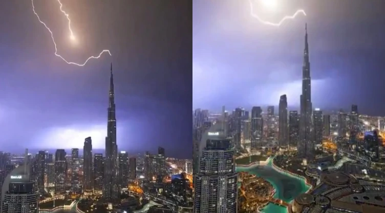 Un rayo impacta el Burj Khalifa y deja imágenes dignas de una película (VIDEO)