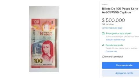 Billete de 100 pesos alcanza valor de hasta 500 mil pesos 