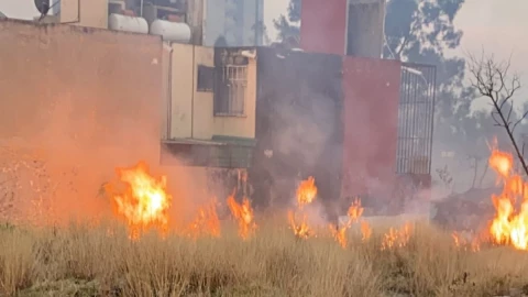 Incendio de pastizal en Puebla
