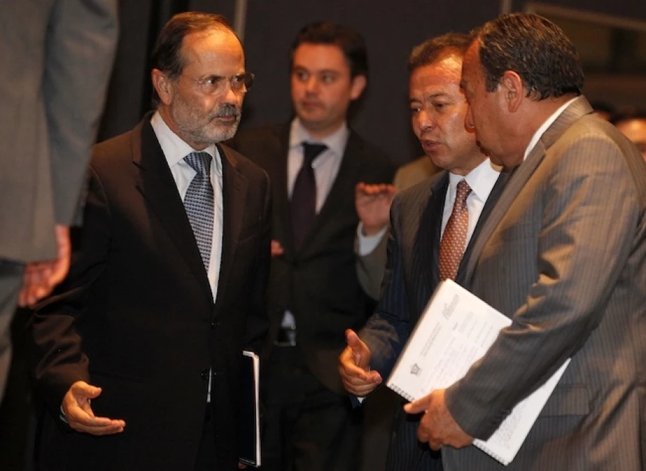 Gustavo Madero, César Camacho Quiroz y Jesús Zambrano, dirigentes nacionales del PAN, PRI y PRD, respectivamente