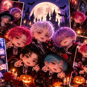 4 Photocards de Baby Saja Boys con temática de Halloween para fans de K-pop Demon Hunters