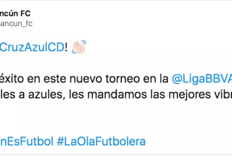 Cancún FC le manda mensaje a Cruz Azul