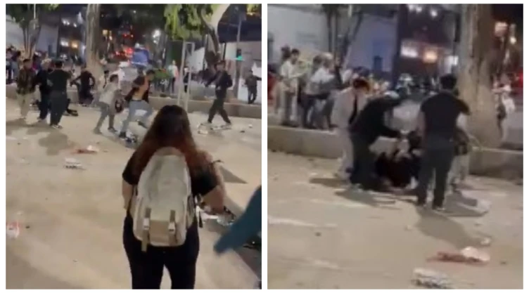 Captan violenta riña en calenda de estudiantes en el centro de Oaxaca