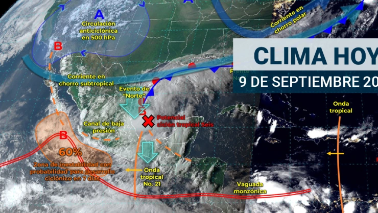 Clima en México hoy 9 de septiembre de 2024