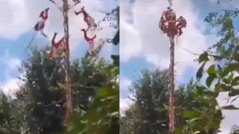 Fuerte VIDEO_ Caen voladores de Papantla al realizar danza ritual en Veracruz.jpg