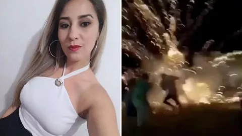 VIDEO Mamá muere frente a sus hijos; le estalla un cohete en su ropa