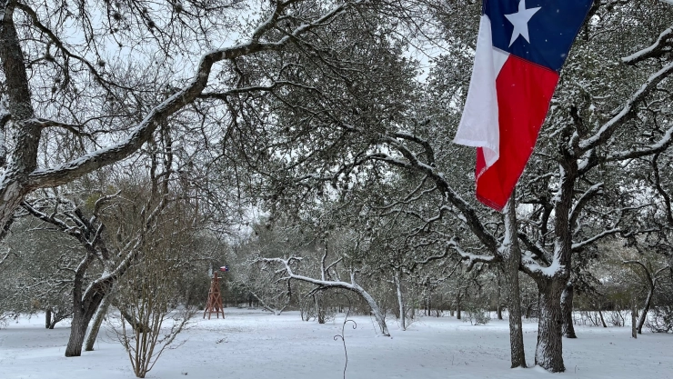 Un parque de Texas con nieve