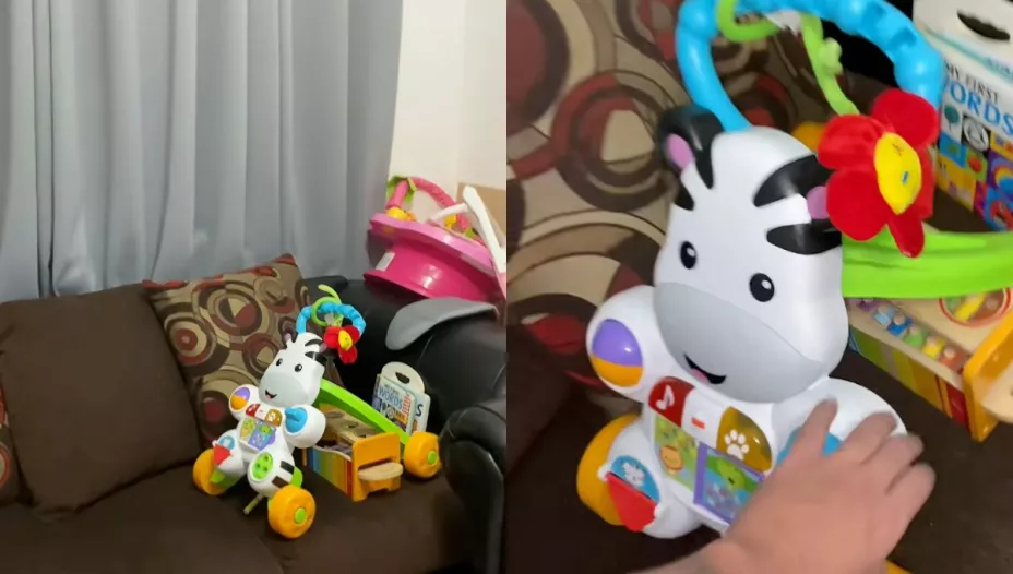 Graban a juguete prendiéndose en la noche sin tener las pilas puestas | VIDEO