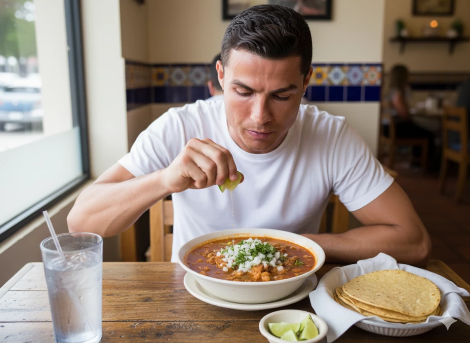 Cristiano Ronaldo echándole limoncito a un menudo lagunero.