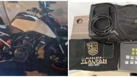 Supuestos ladrones en Tlalpan intentaron escapar en moto.