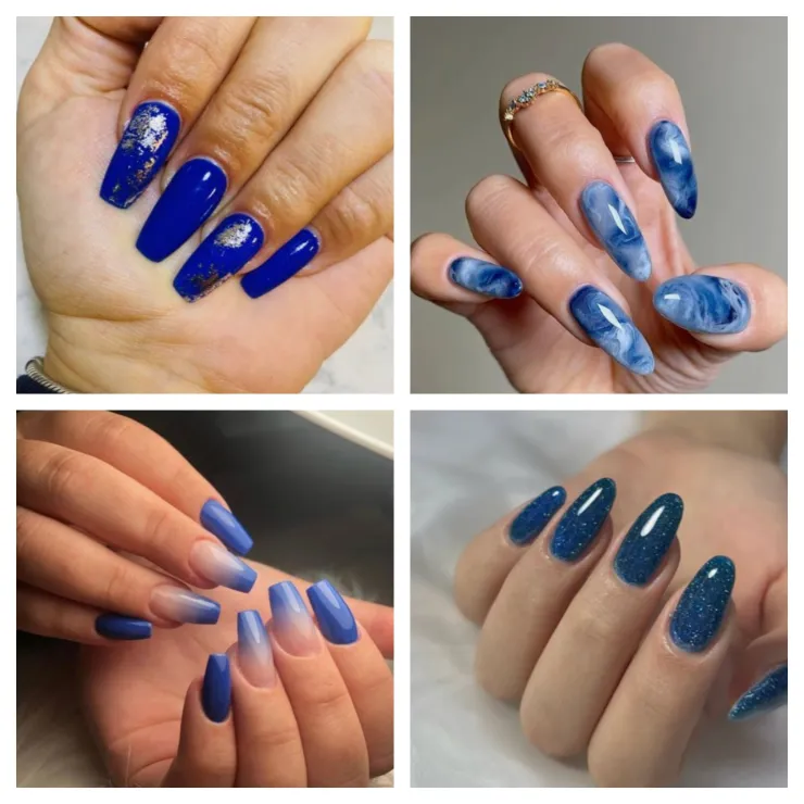 Diseños de uñas acrílicas azules