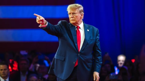 El candidato republicano Donald Trump durante una conferencia.