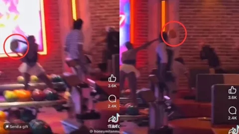 VIDEO: Mujer le arroja una pesada bola de boliche a otra chica y queda noqueada