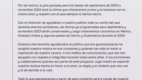 Los Temerarios anuncian su separación y un concierto en Cancún 2024