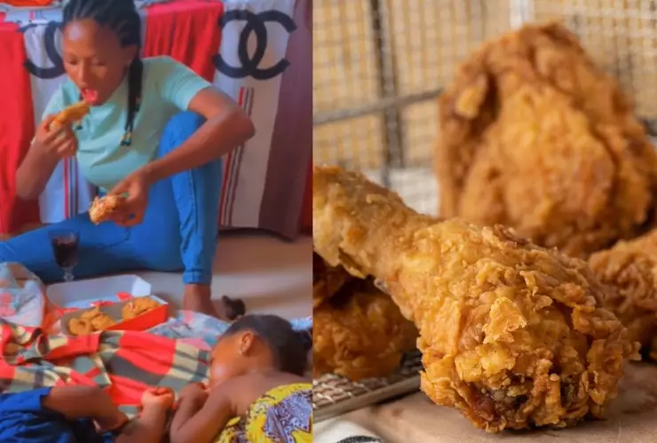 Mujer como pollo frito 