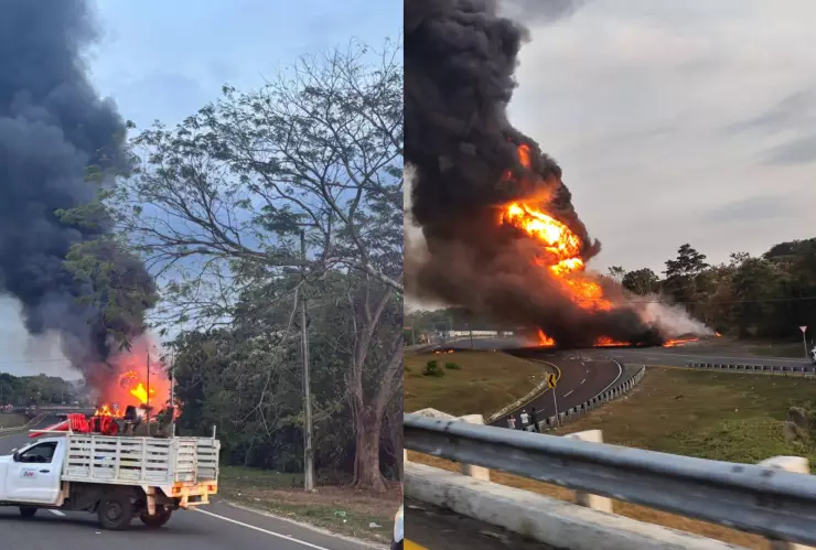 Incendio de pipa Huixtla