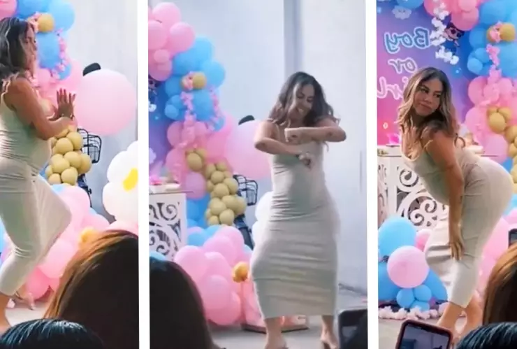 Mujer embarazada perrea en revelación de género