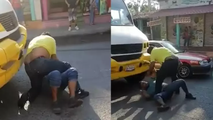 Pelea choferes veracruz.