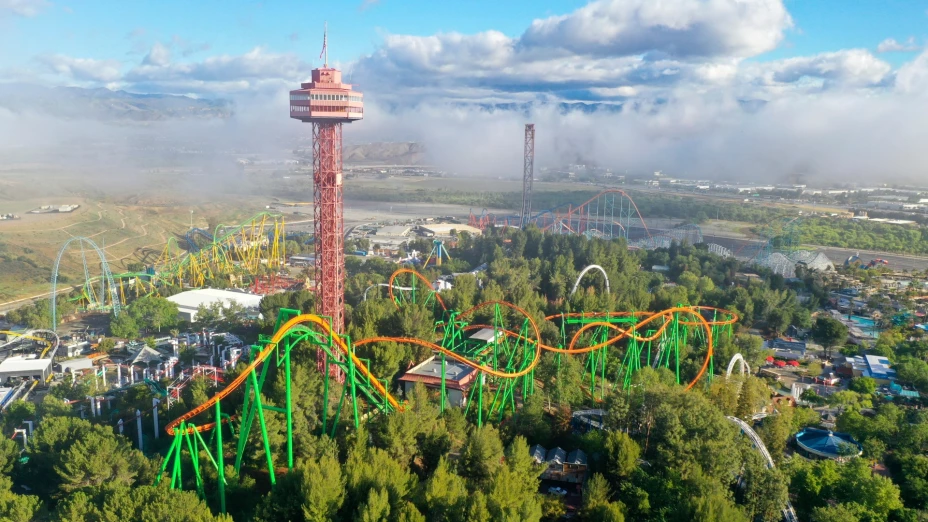 Vista aérea de Six Flags en Fiesta Texas.