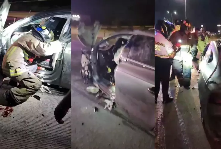 ¡Noche con accidente en Cancún! Conductor grave tras sufrir volcadura en Boulevard Colosio.jpg