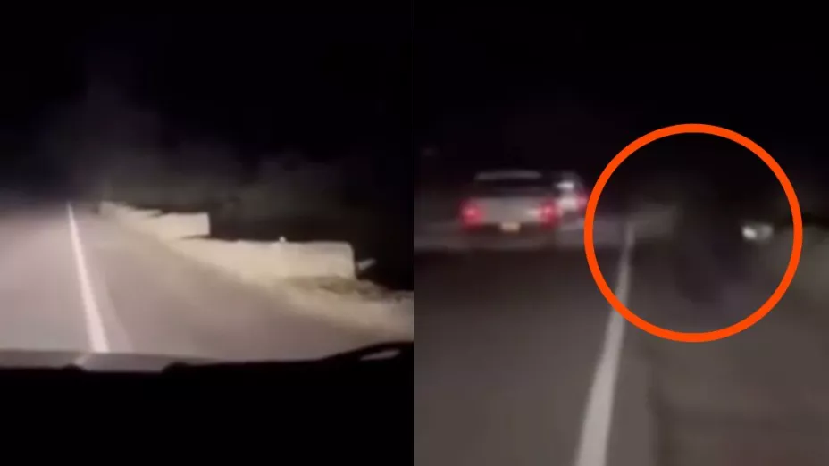 Captan escalofriante figura en una carretera durante un accidente de tránsito