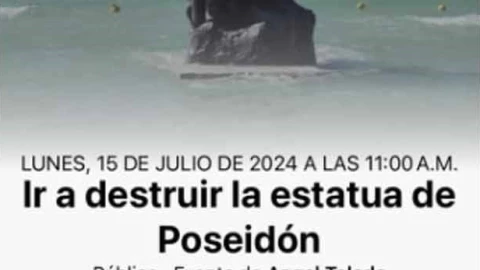 Crean un grupo para “destruir” la estatua de Poseidón ante la llegada del huracán Beryl