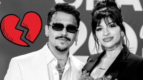 Nodal y Cazzu abrazados y corazón roto