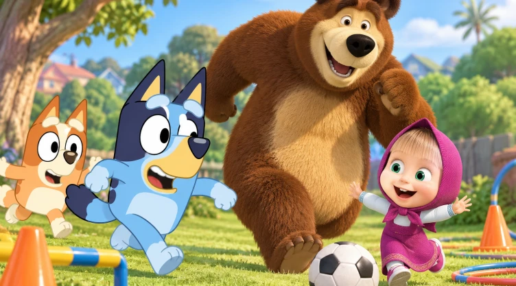 4 capítulos de Bluey y Masha y El Osos para hablar con tus hijos sobre la importancia de hacer deporte