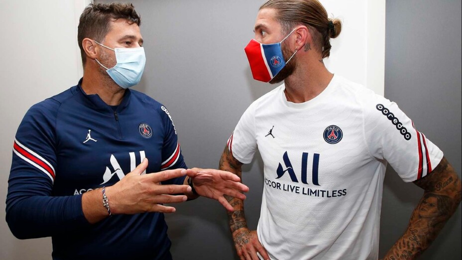 Sergio Ramos y Maurucio Pochettino en el PSG