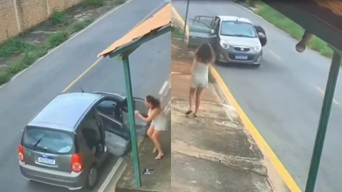 Brasil auto sin control con dos niños en su interior