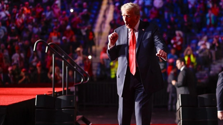 Donald Trump en un mitin político