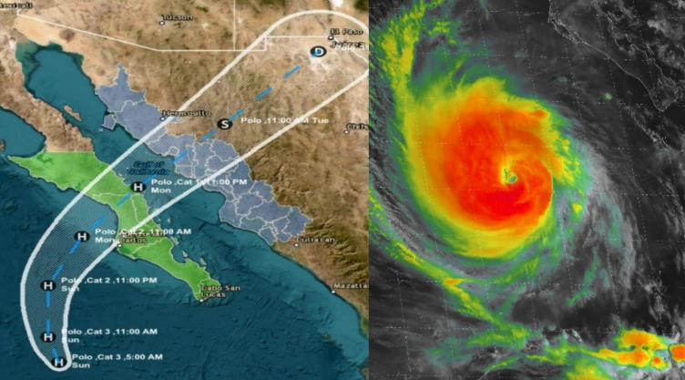 A qué hora tocará tierra el huracán Polo en México