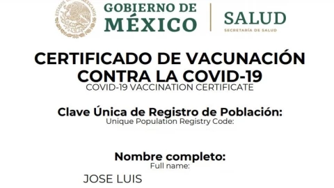 Certificado de Vacunación Covid 19