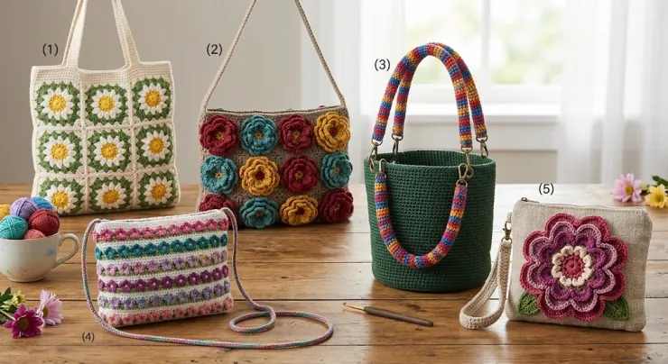 bolsas a crochet con flores