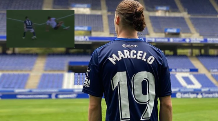 Marcelo Flores jugando con Real Oviedo
